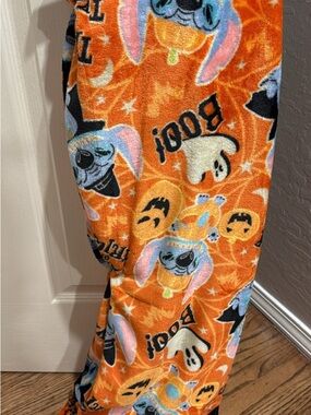 Disney Halloween Stitch Fleece Pants in Orange, Blue, Cream